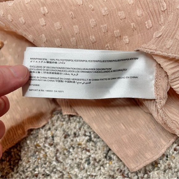 Keepsake Blush Pink Sheer Swiss Dot Peasant Open Front Button Up Blouse Small 4 - Picture 8 of 11